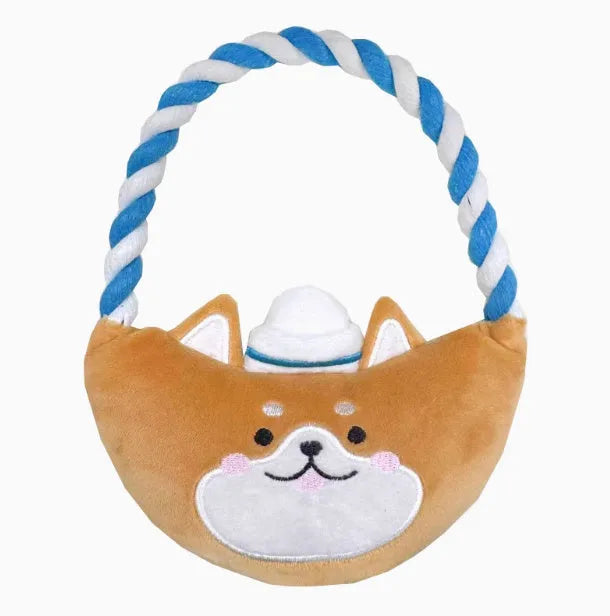 Bite-resistant plush dog toy with handle in Xiaojiu butt style measuring 16x13x15cm