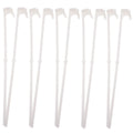 Ten white PP plastic car window flag pole holder clips on a plain background.