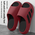 EVA platform flip-flop slippers for indoor use in two-tone red and black colour.
