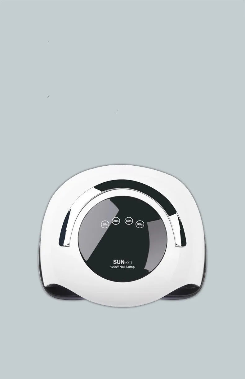 White ABS phototherapy nail dryer with 120W induction system, 230x180x110mm, on a clean background