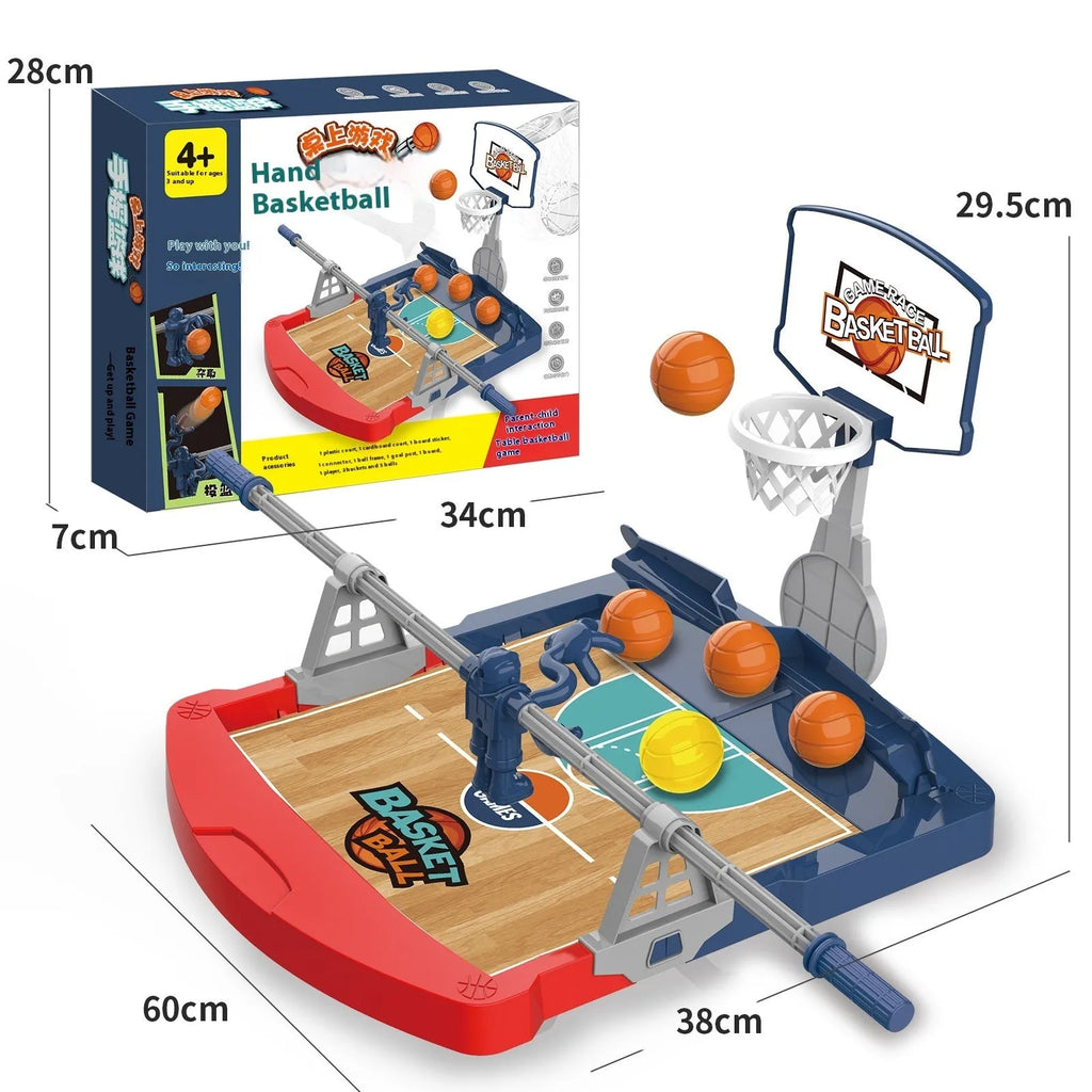 Children's toy hand-cranked basketball shot counter with plastic shooting machine and hoop