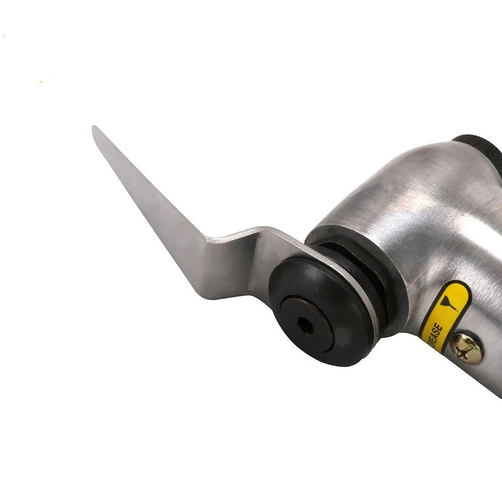 Pneumatic rubber tapping knife with black aluminium alloy body and non-slip rubber handle, 200mm blade, black colour