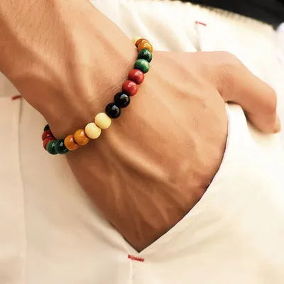 Natural lava stone beaded bracelet for men and women with essential oil diffusing function.