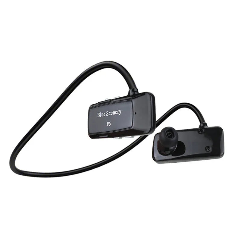 F5 wireless Bluetooth headset with card, hanging ear design, Bluetooth 4.0, 10 metre range, black gold red white