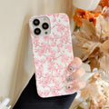 Pink cherry blossom silicone phone case for iPhone 13 12 11 Pro Max XR drop resistant back cover