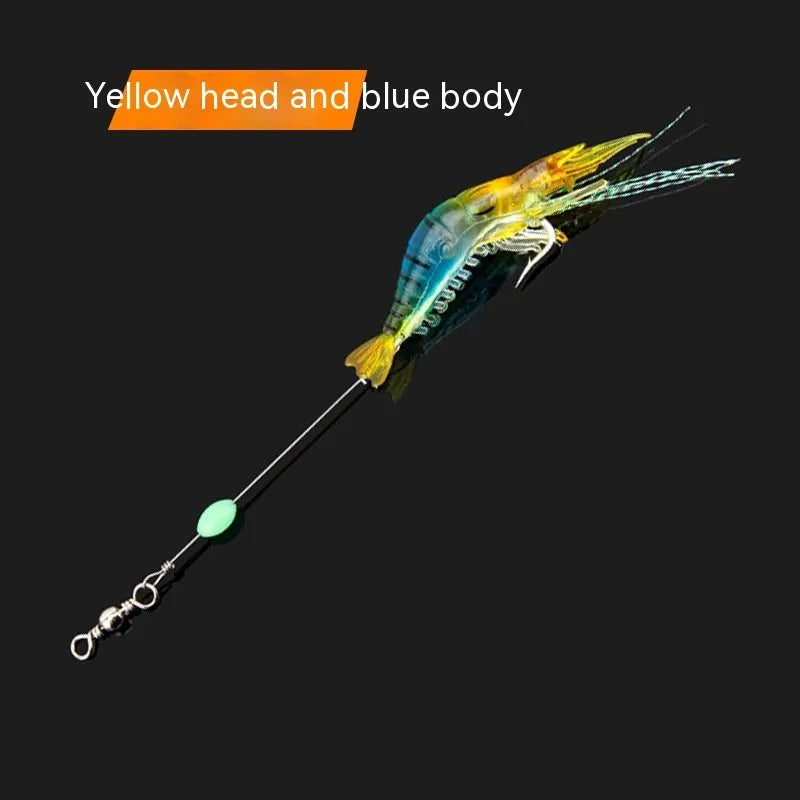 Soft plastic fishing lure set with hooks in six colour variations including luminous options