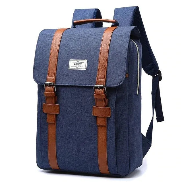 Canvas computer backpack in black, 40x29x12cm, waterproof nylon fabric, sporty design