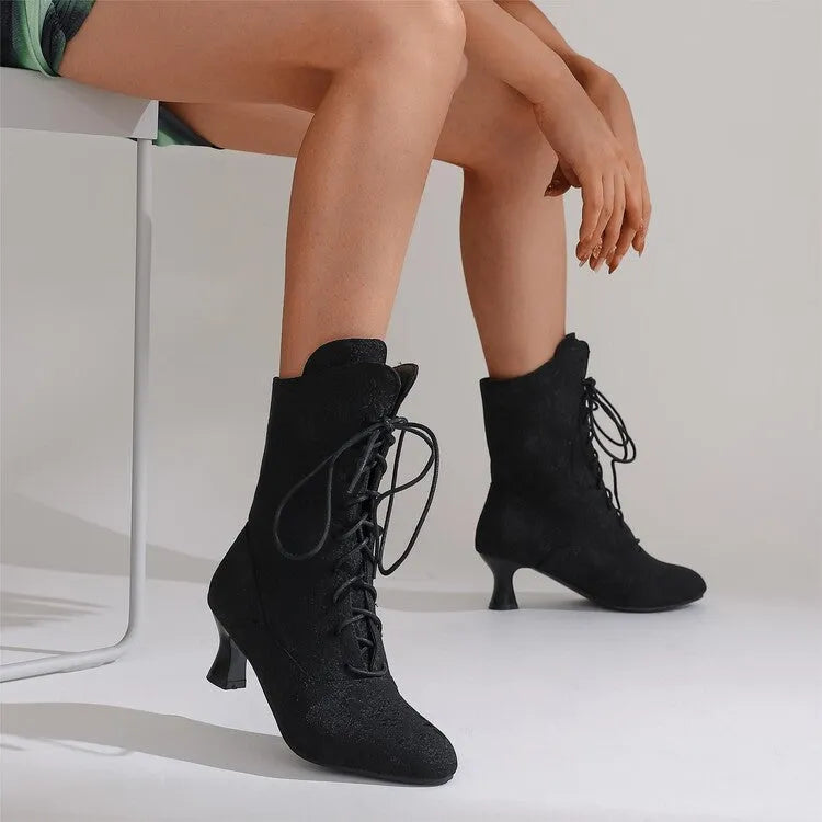 Autumn winter pointed kitten heel fashion boots in black, white, yellow, sizes 34-46
