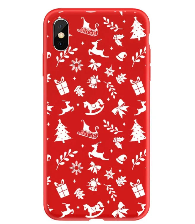 Christmas-themed painted back cover phone case for iPhone models 6 through XS Max showing festive holiday design