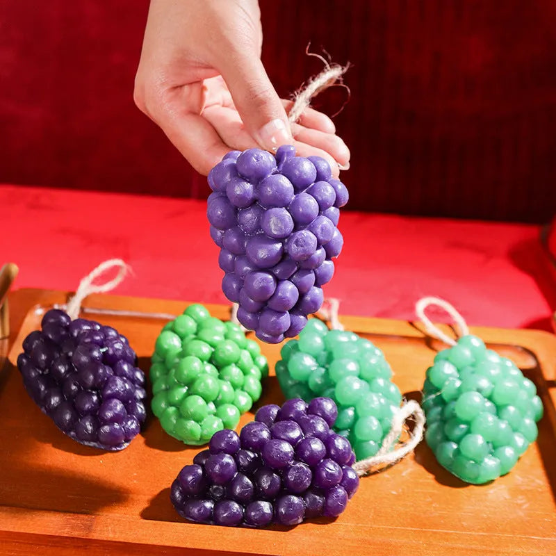 Grape handmade soap bar with grape cluster design in purple or green colour, 80g weight