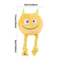 Blue and yellow dog squeaky toy with strong knot design cotton rope construction