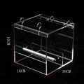 Clear acrylic parrot food box with non-toxic material, available in small, medium and large sizes
