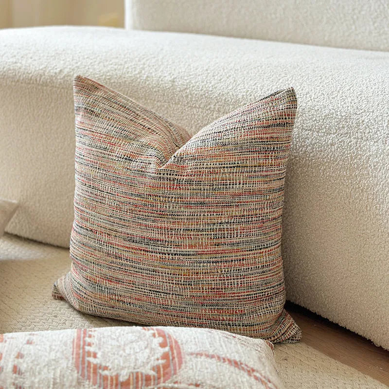 American-style jacquard sofa cushion cover with yarn-dyed paisley floral pattern in amber colour