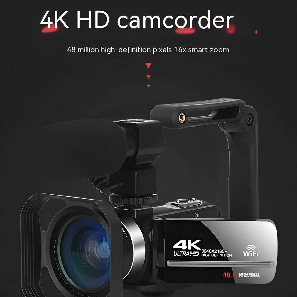 Black digital night vision camera with 3 inch LCD screen and 37mm lens mount