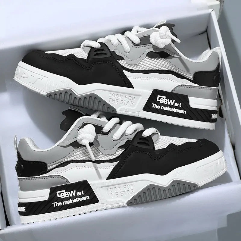 Men's low-top board shoes in white and colour-matched designs with rubber soles