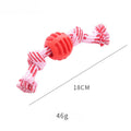 Blue dog chew toy with a textured molar shape and integrated knotted ropes on a white background.
