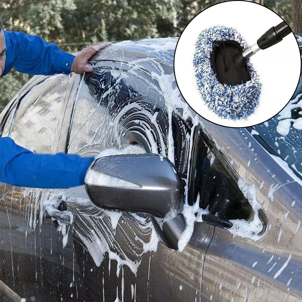 Replacement microfiber cloth cover for a long-handle flat mop or car wash brush.