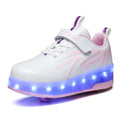 Light charging pulley shoes with double PU wheels in Black Blue colour, size 28-40