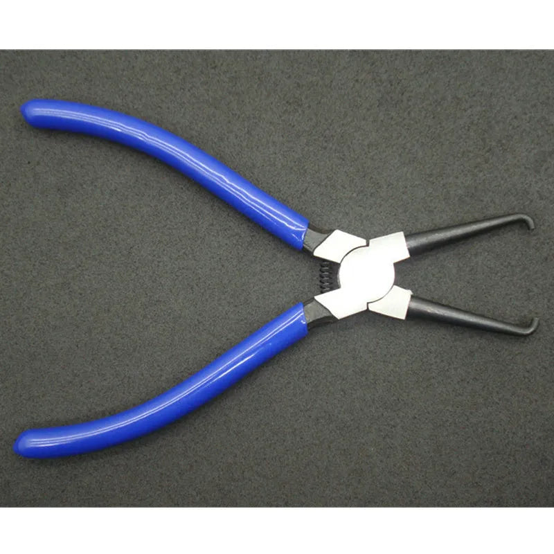 Iron caliper tubing pliers with rubber grips for automotive fuel line maintenance in two sizes