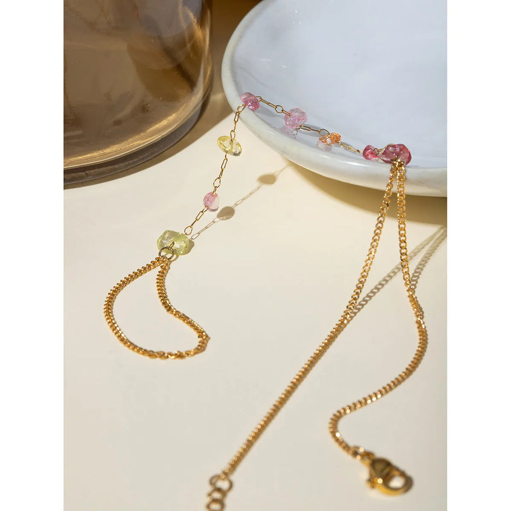 Fashion stainless steel broken stone chain ring geometric shape electroplating finish women travel commemoration gift