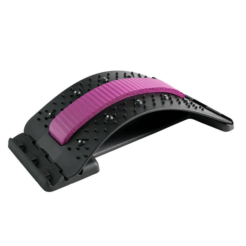 Adjustable manual back stretcher massager with multiple massage heads in a rectangular trapezoid shape.