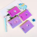 Pack of four A7 spiral-bound notebooks with decorative PP covers in various colours.