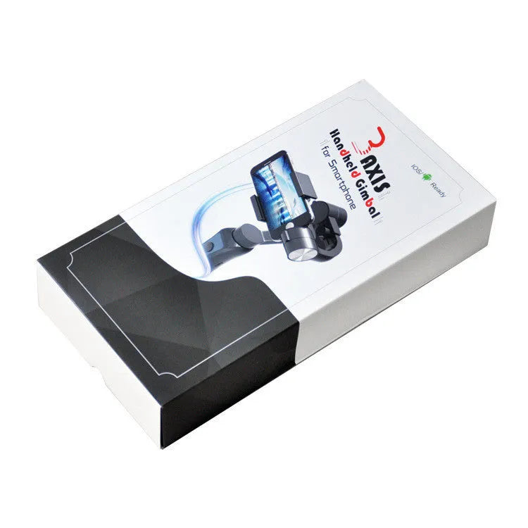 Black 3-axis handheld smartphone gimbal stabiliser on a table