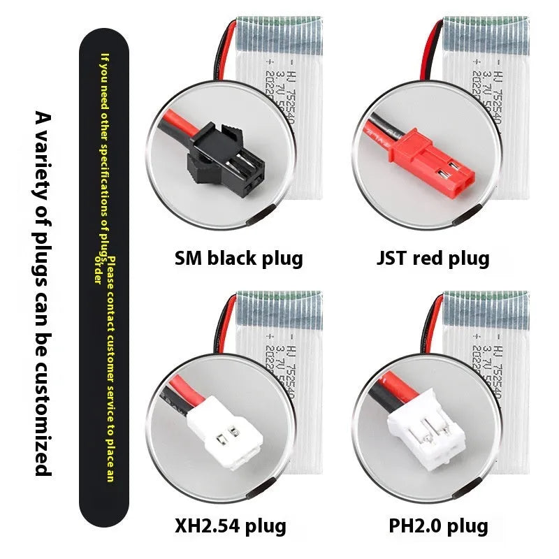 3.7V 500mAh model airplane battery for X5C drone with protection board and JST Red plug