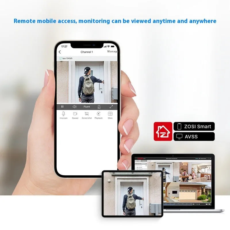 ZOSI 5MP HD POE security camera system with NVR unit and outdoor cameras