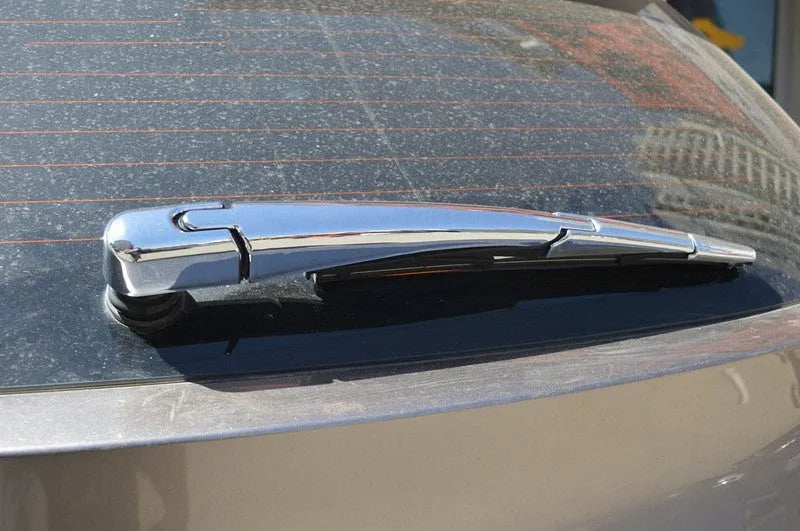 Set of four silvery ABS plastic rear wiper trim covers for a Hyundai car