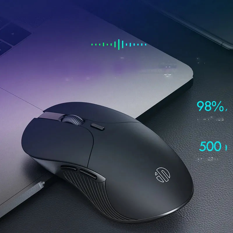Black wireless voice control mouse with 6 buttons and scroll wheel