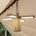 Green and white rechargeable campsite lamp with LED light for outdoor camping use