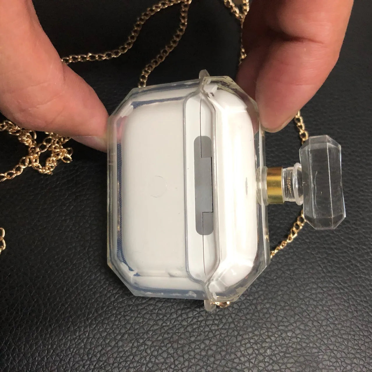 White silicone perfume bottle style case for Apple AirPods charging box