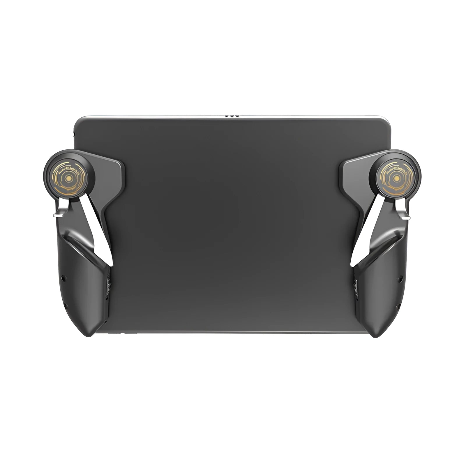 Black six-finger adjustable game controller for tablet and smartphone gaming.