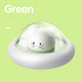 Space Moe Mouse children's bedroom night light in blue with push switch and warm LED glow on a bedside table