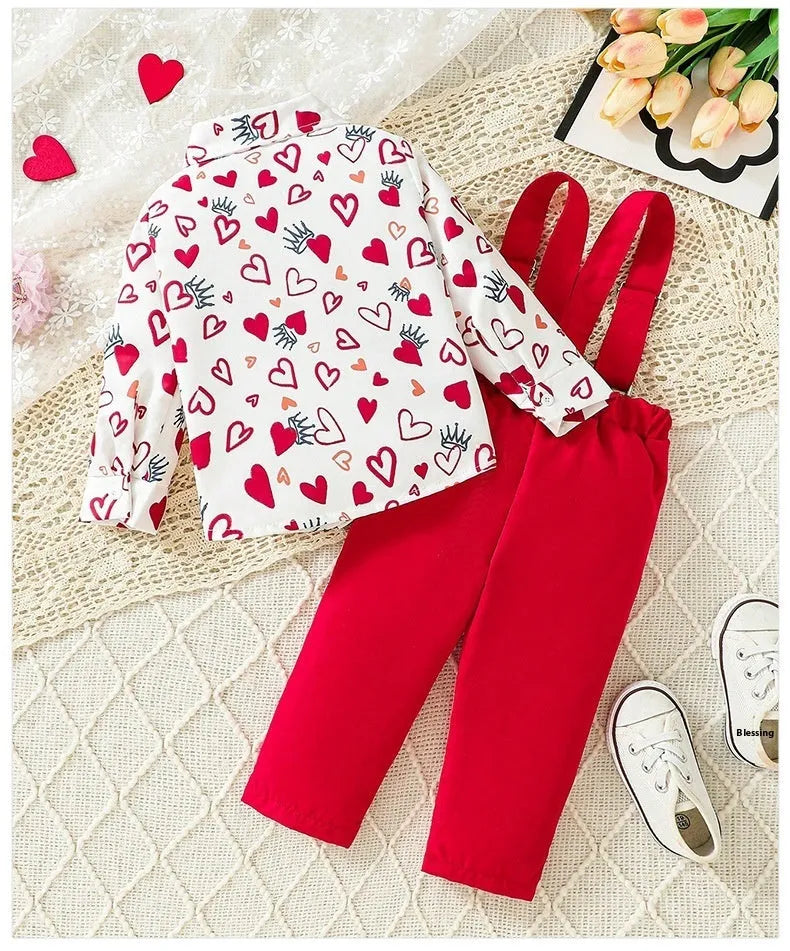 Boys summer two-piece set with short-sleeved shirt and shorts in dot pattern, knitted polyester, size 68-98cm
