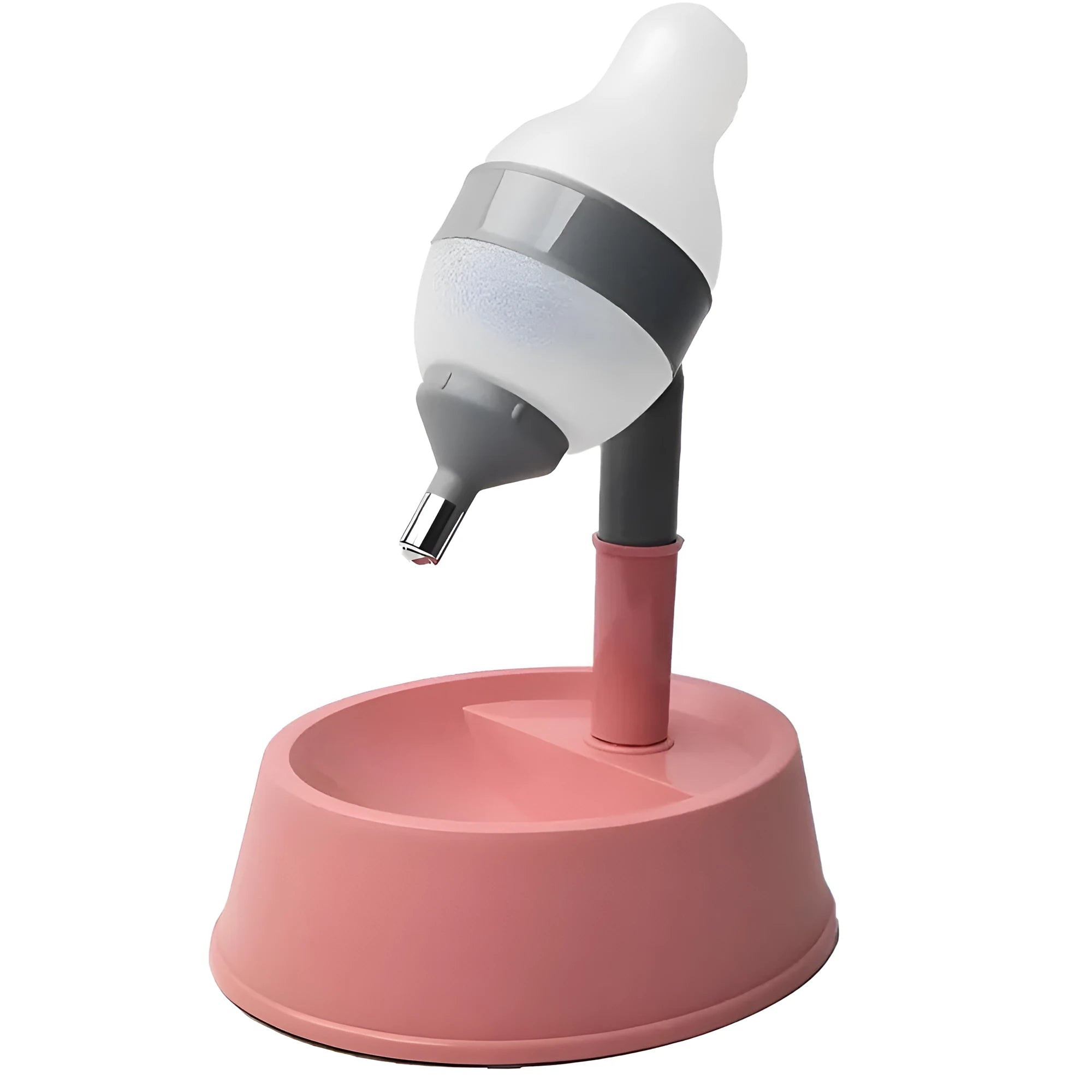 Green pet standing water dispenser with detachable pole and adjustable height settings on a floor.