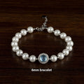 Aquamarine silver pearl bracelet with rhombus design, light luxury style, 3mm or 6mm size, electroplated finish