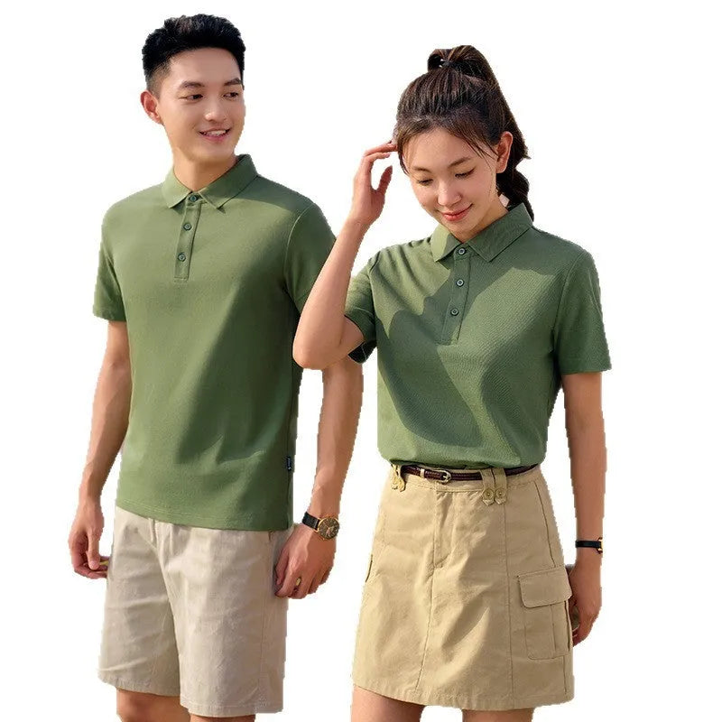 Cultural shirt customised business clothes short sleeve combed cotton regular fit solid colour flocked detail