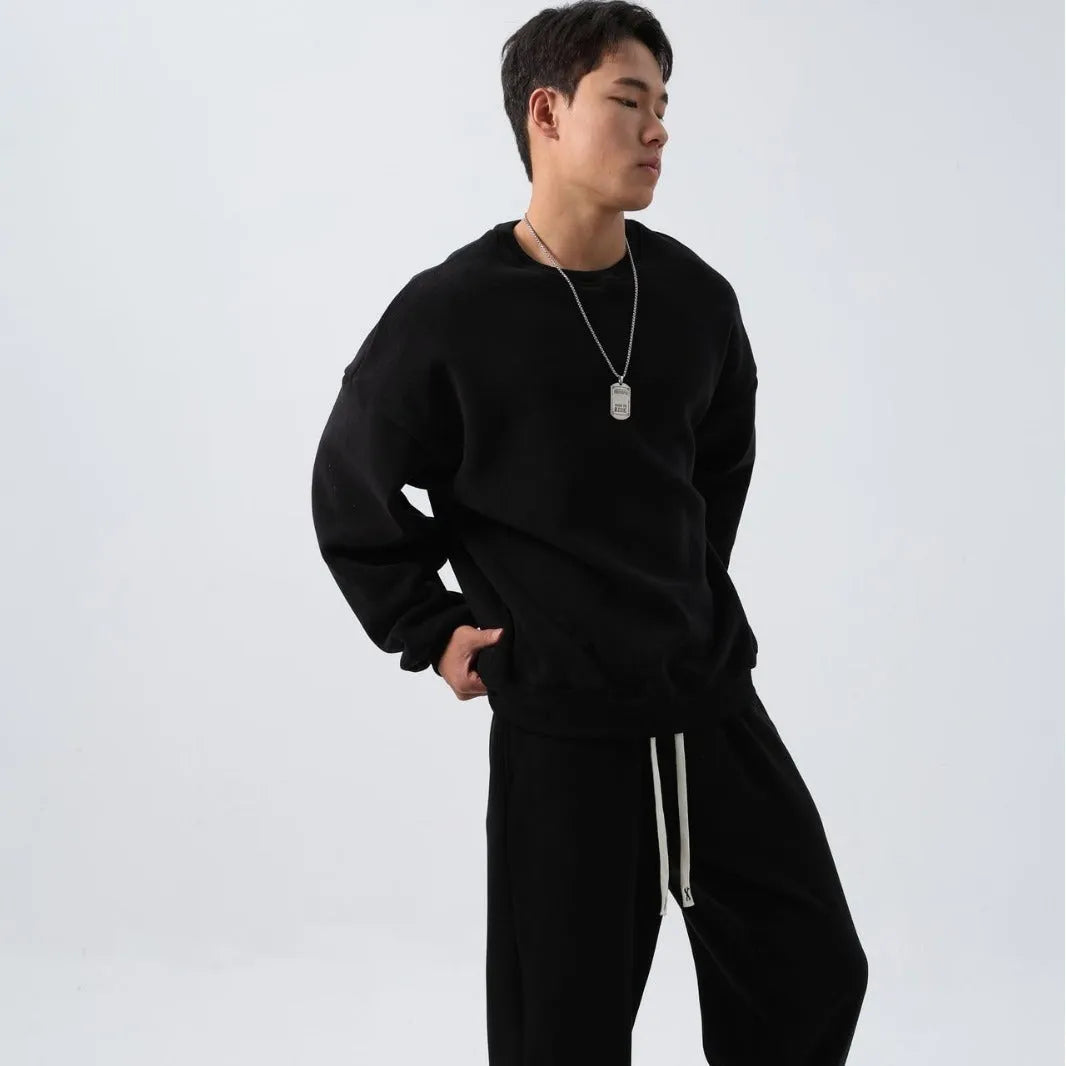 Men's polar fleece sports suit with long sleeve coat and padded trousers in double-sided shake fabric