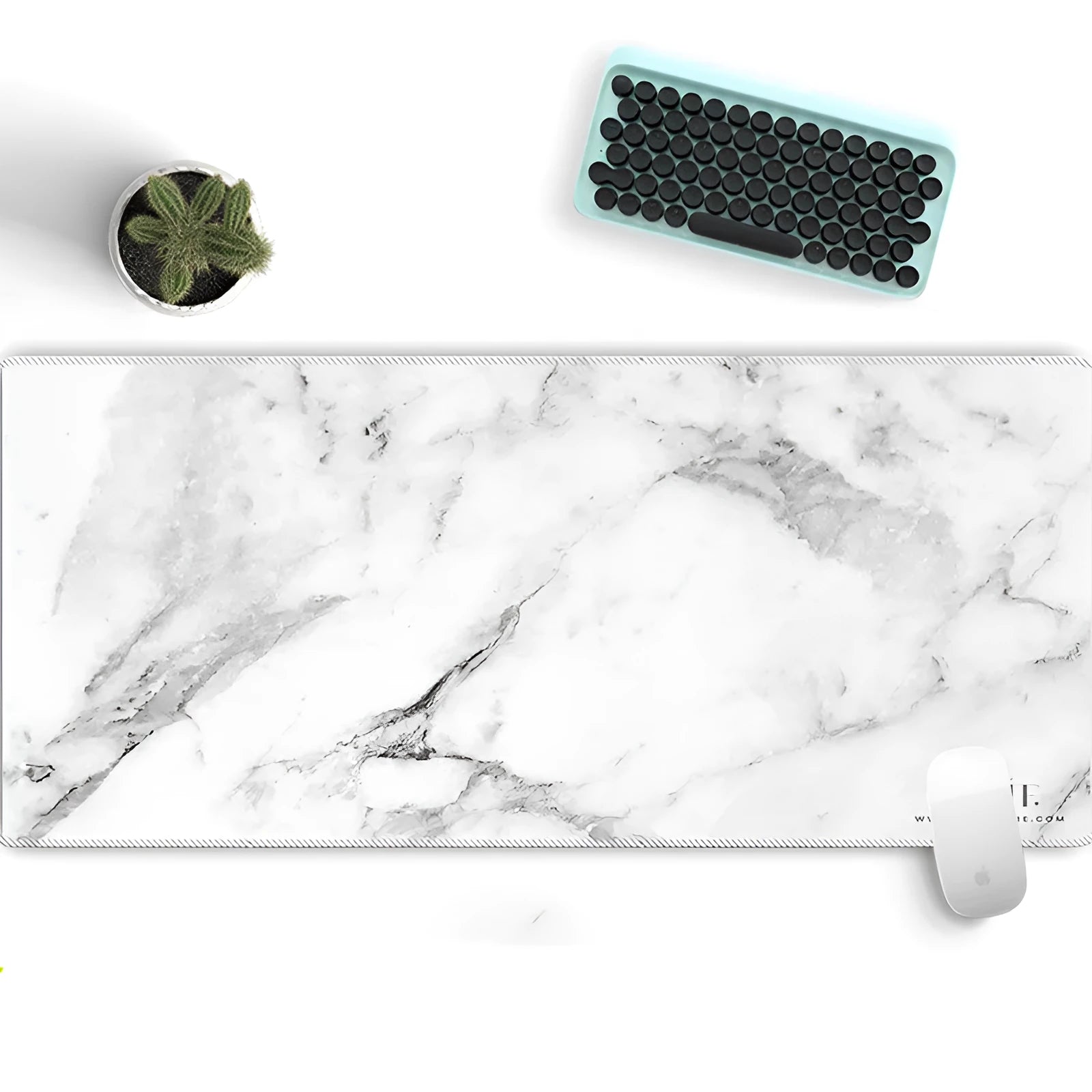 Large texture anime mouse pad with lock edge non-slip rubber base on desk showing keyboard and mouse