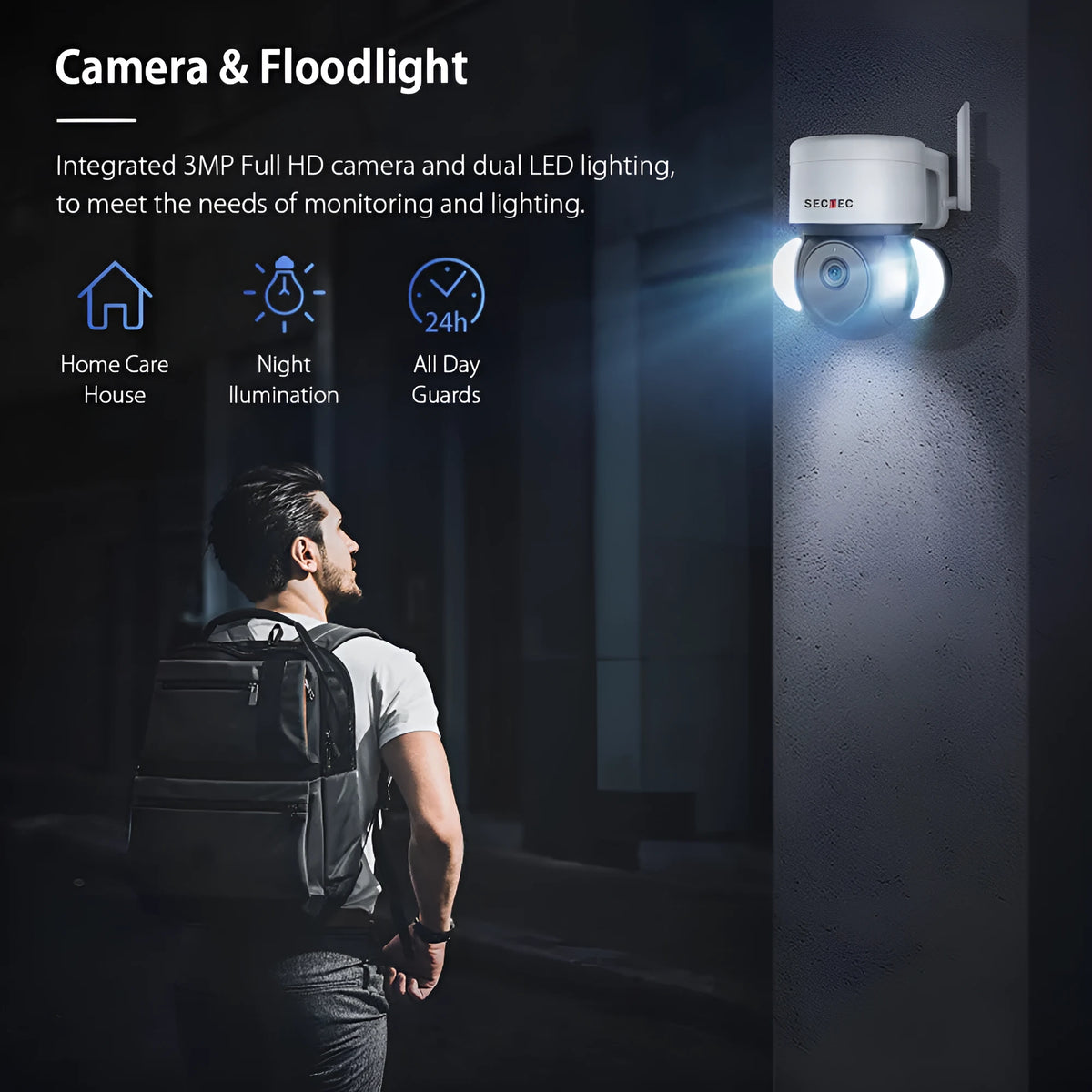 Graffiti 4G outdoor surveillance camera 2-inch ball with full colour night vision and floodlight in white Plastic ABS housing