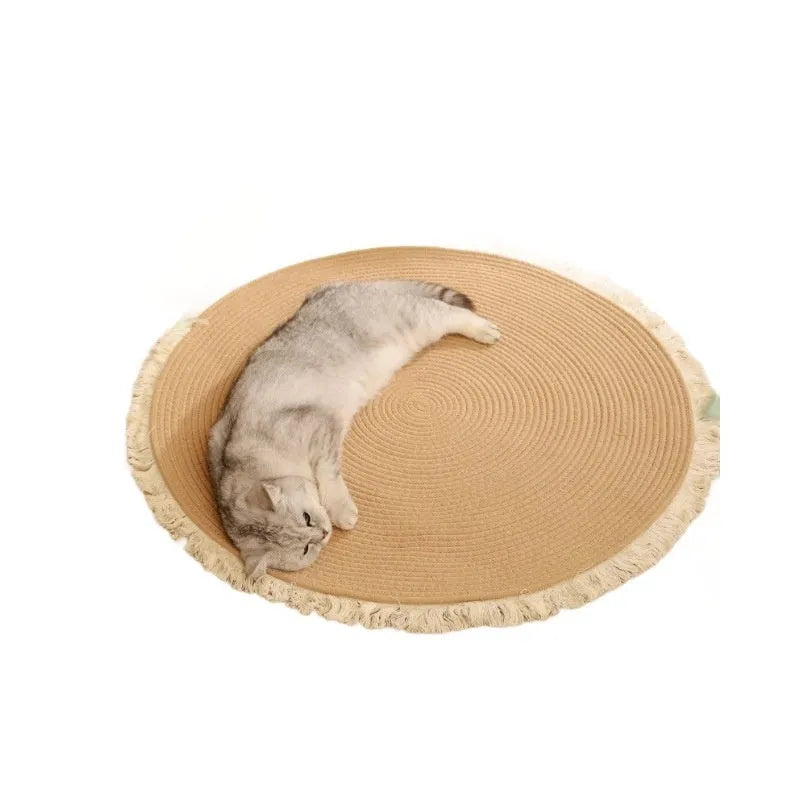 Natural Papyrus cat nest mattress in tassel gray flower gray, wear-resistant integrated pad, 100cm size