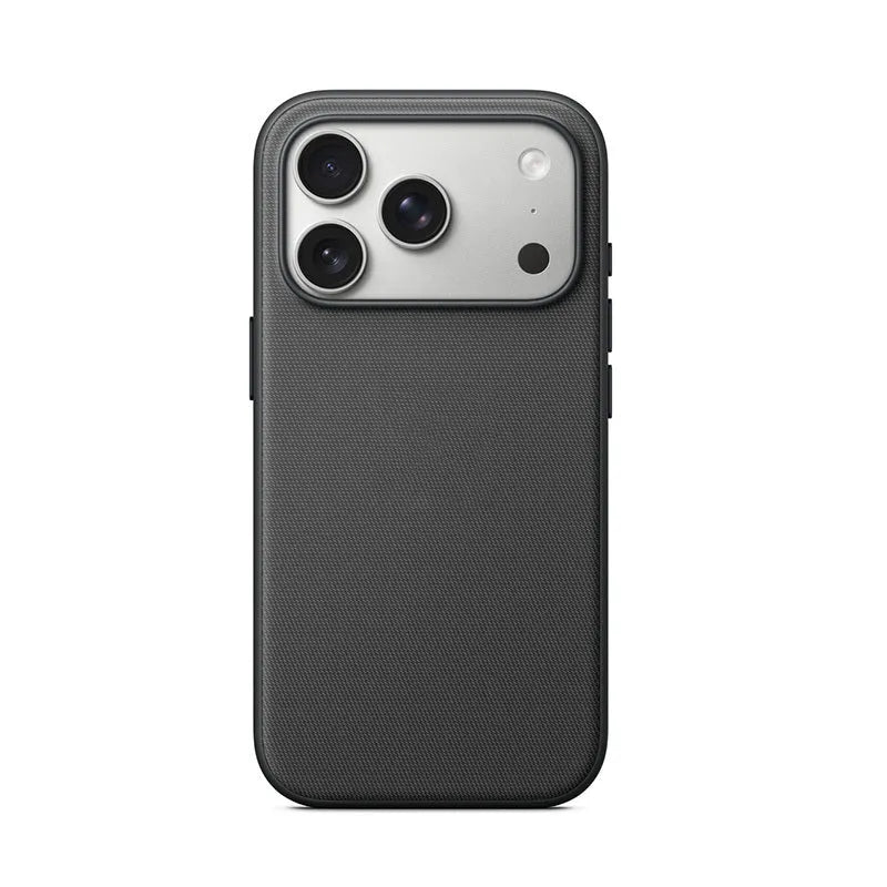 Black woven cloth pattern phone case with magnetic suction animation for iPhone 17 series
