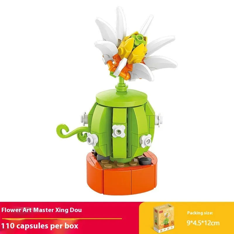 Plastic building blocks flower pot model assembly toy for teenagers