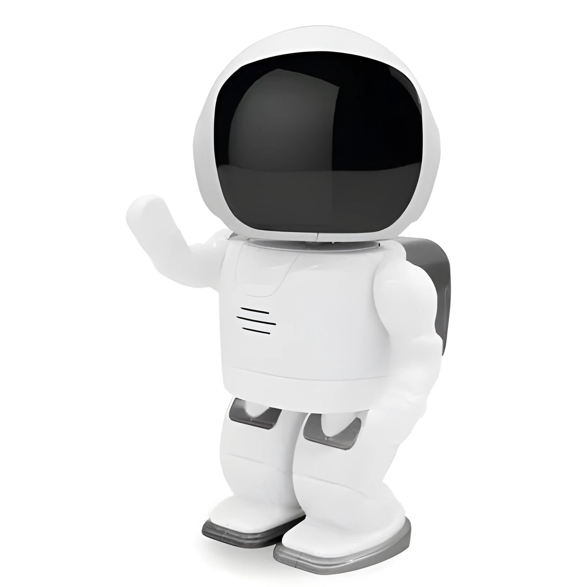 Astronaut-shaped robot camera with night vision and two-way audio, black or white, 208x120x93mm