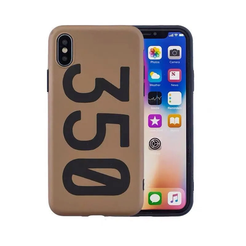 Number 350 brown slim phone case for iPhone 11, 11 Pro Max and other models with stitched edges