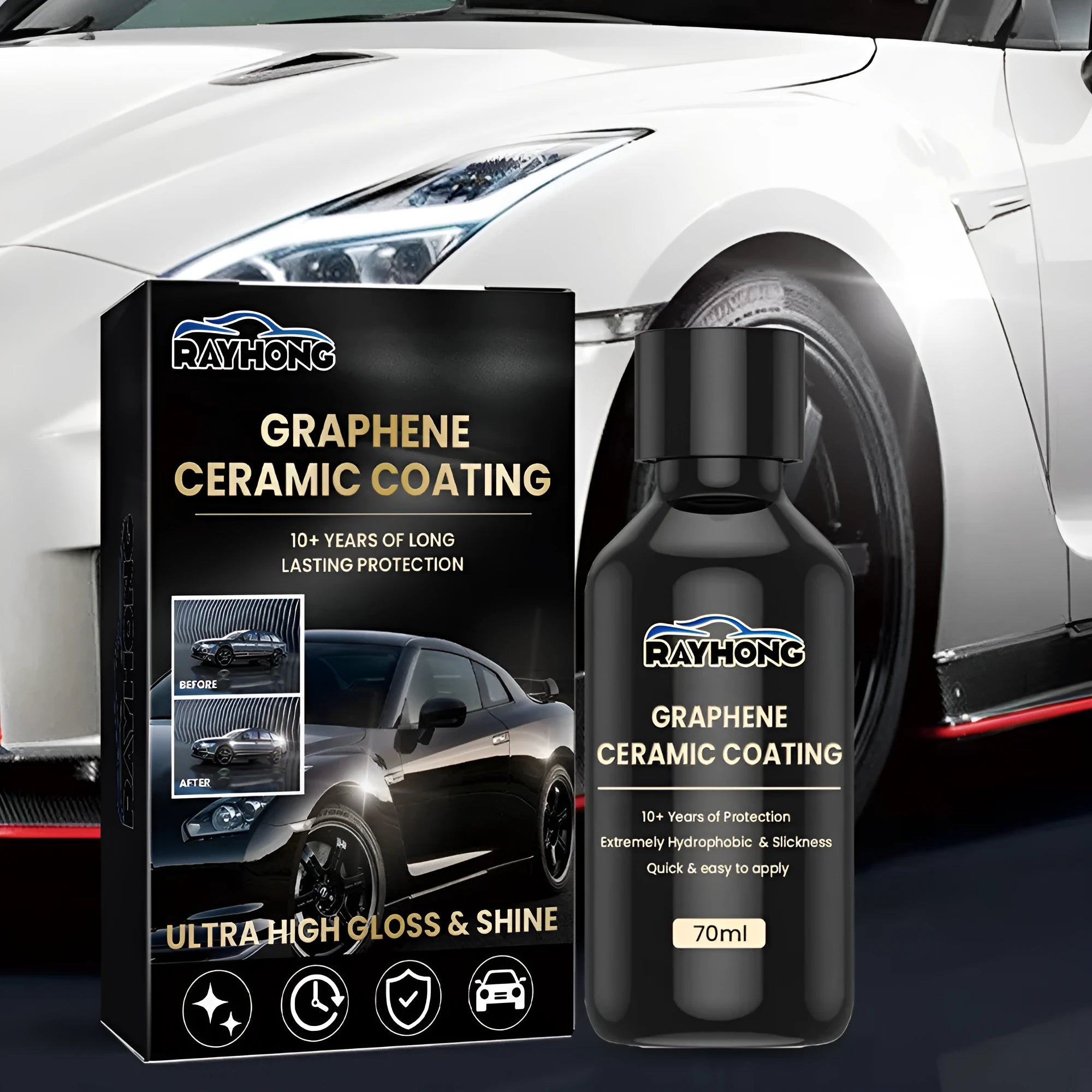 70ml automotive graphene ceramic coating kit with sponge, towel, gloves and cloths