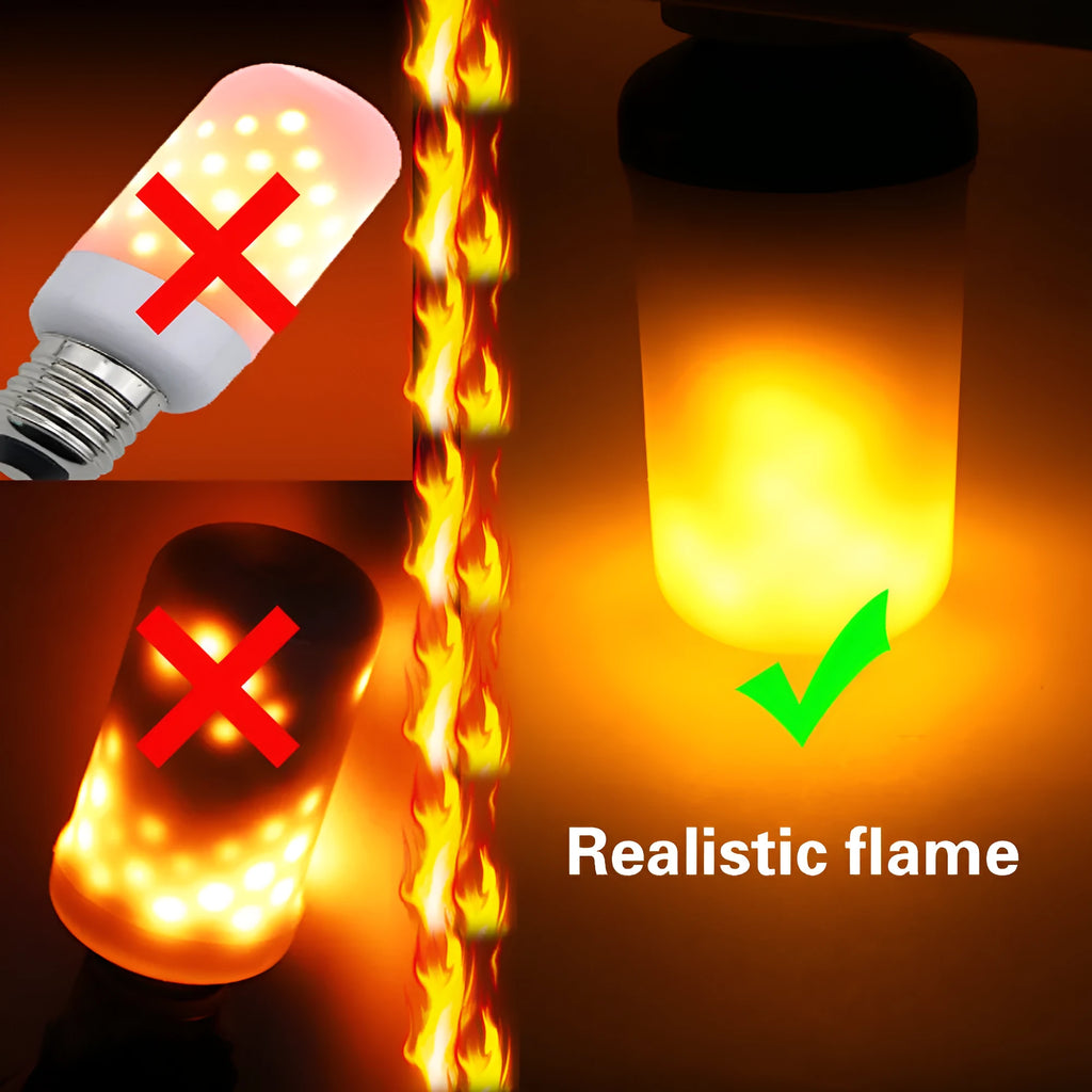 Atmosphere decorative flame effect LED bulb with flickering light for indoor ambience.