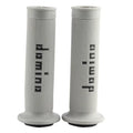 Pair of black motorcycle handle grips made of rubber gel material, showing non-slip texture.